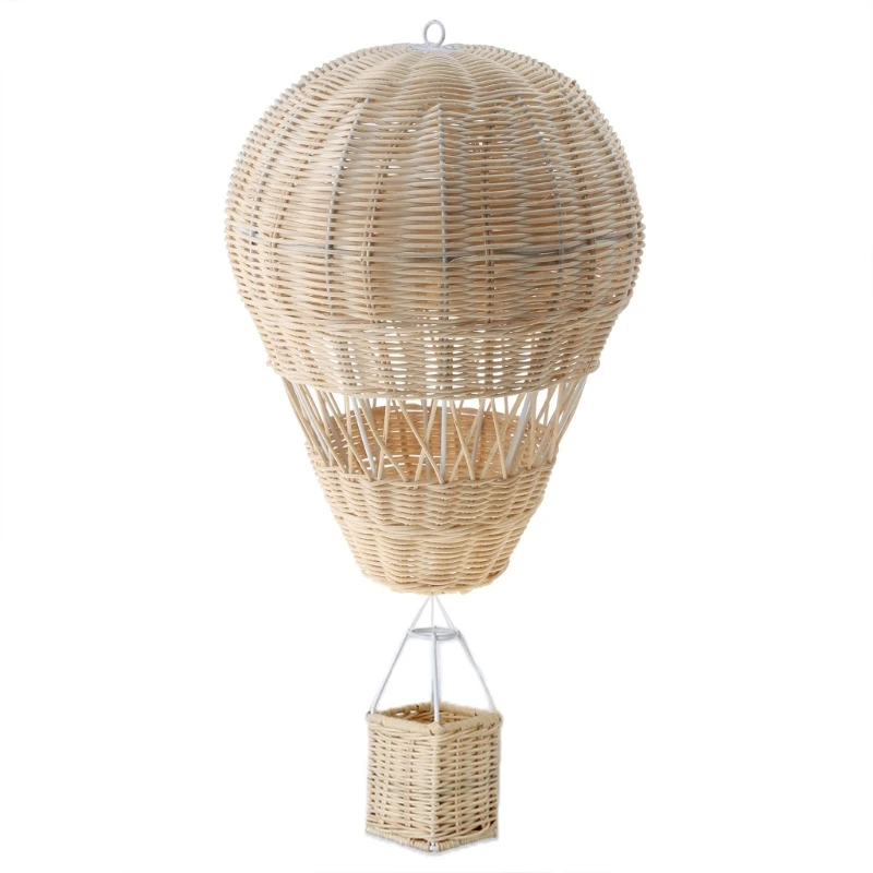 

Nordic Hand-woven Rattan Small Hot Air Balloon Kids Room Wall Hanging Decors Nursery Craft Decorations Photo Props Gifts R9UF