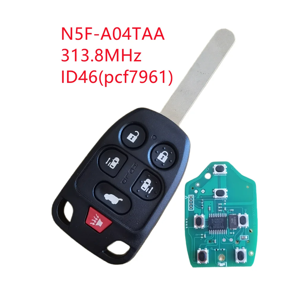 

N5F-A04TAA 313.8MHz ID46 Chip 6 Buttons Replacement Smart Car Remote Control Key for Honda Odyssey 2011 2012 2013 2014