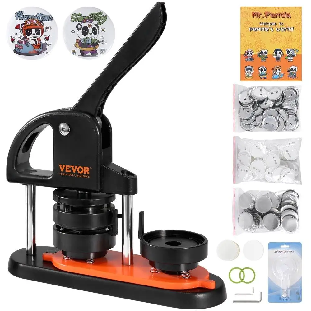 Button Maker Machine 58mm 100 Button Parts Ergonomic Arc Handle DIY Kit for children Christmas Gift