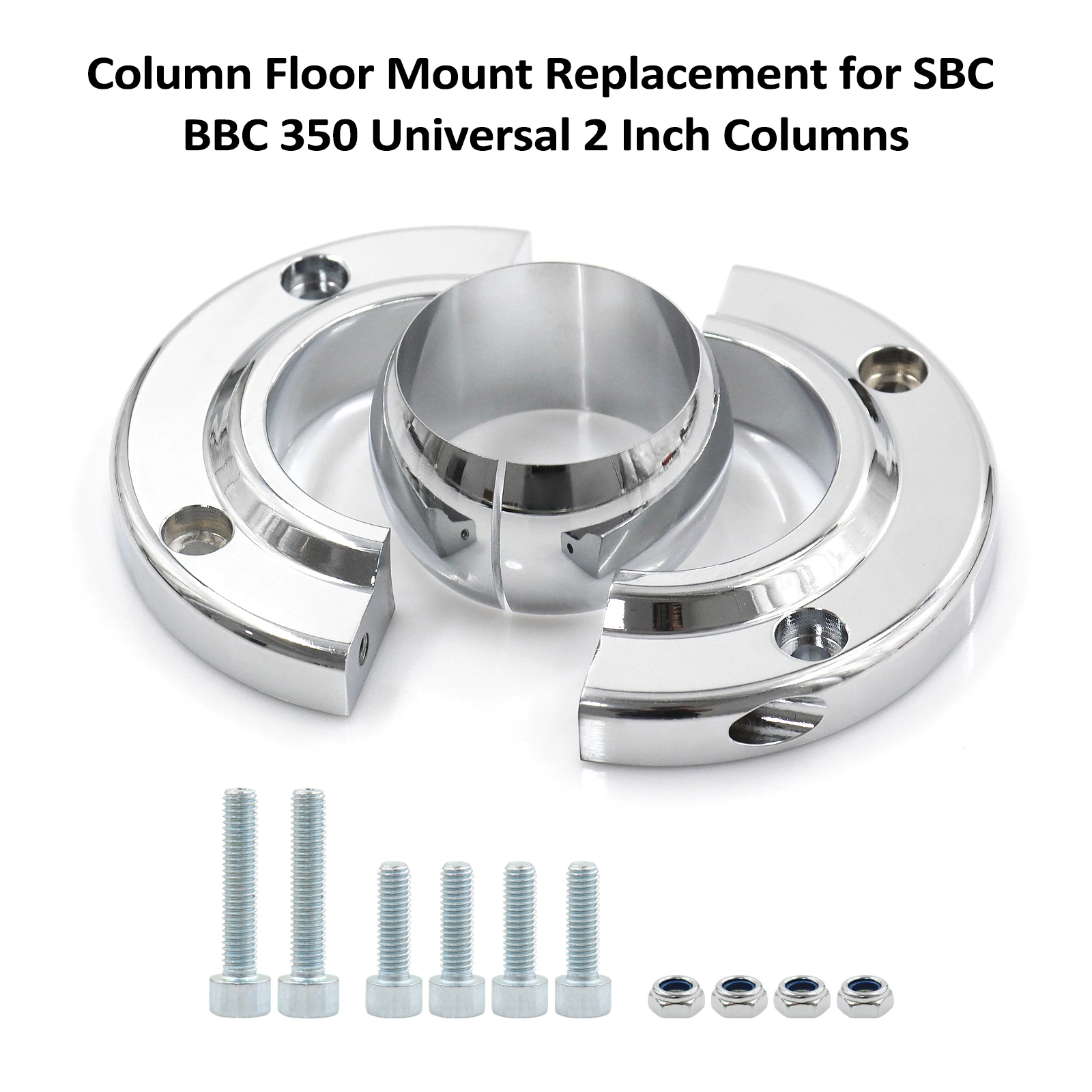

2023 NEW Chrome Steering Column Floor Mount Replacement for SBC BBC 350 Universal 2 Inch Columns