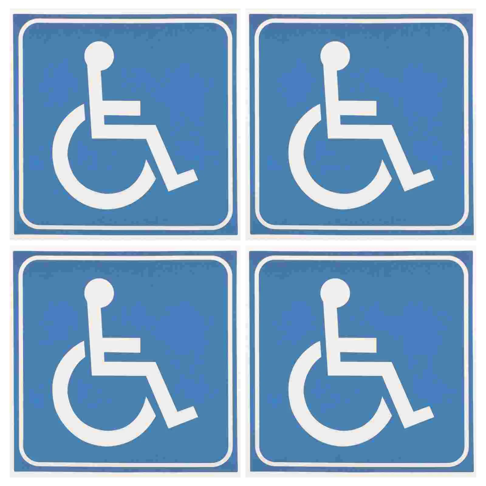 4Pcs Disability Sign Sticker Wheelchair Symbol Traffic Signal Self Adhesive Vinyl Decals Car Window Signs Roadway Safety