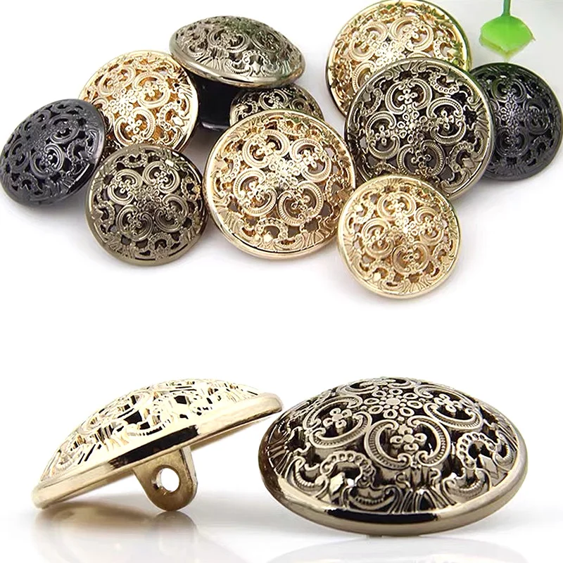

10PCS Metal Clothing Golden Hollow Buttons Handmade Sewing DIY Vintage European Retro Blouse Decorative