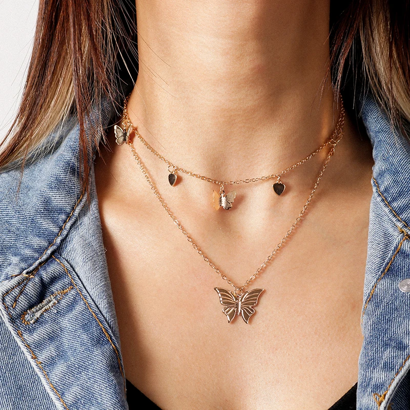 Aihua Nette Kleine Schmetterling Choker Halskette Für Frauen Gold Farbe Schmetterling Hals Kragen Kurze Ketten Glänzende Weibliche Schmuck – Detail 12