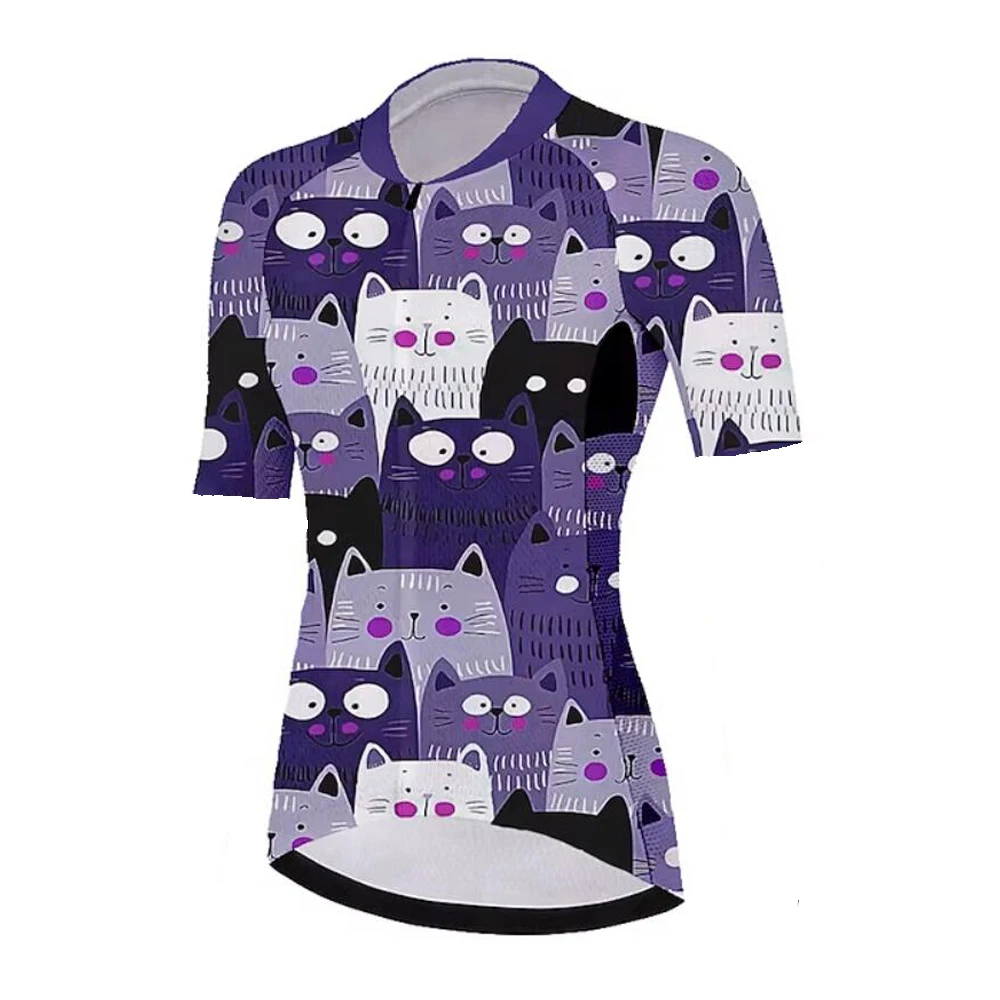 Cartoon Cat Women Cycling Jersey Funny Short Sleeve Road Bike Shirt Mtb Jersey Clothing Triathlon Roupas Femininas