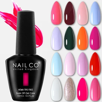 NAILCO 15ml Smalto Gel Semipermanente Senza HEMA TPO, Vernice UV per Nail Art, Design Manicure, Smalto Ibrido TOP BASE