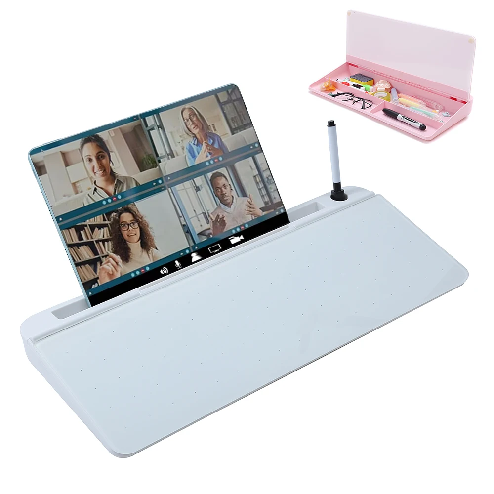 Desk Drawer Glass Whiteboard Dry Erase White Board Storage Pad Stand with Drawer Desk Organizers Home Office Accessories Gadgets