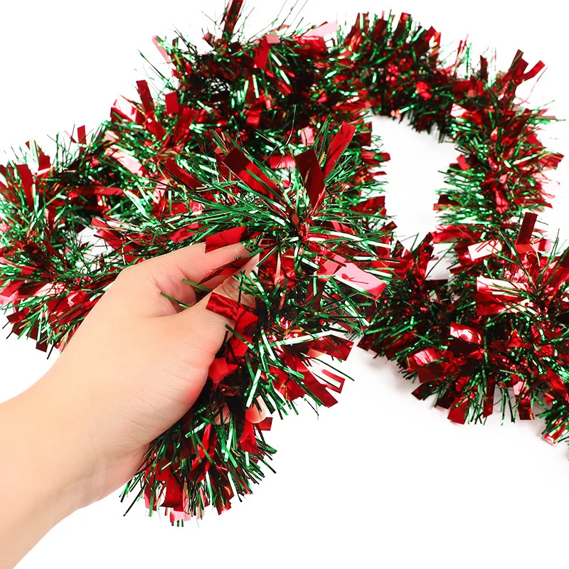 5/10er-Pack 78,74 Zoll Weihnachtsbaum-Hängegirlande, Weihnachtsgirlande, rotes und grünes Lametta, Bandornamente, Urlaub, Zuhause, Partyzubehör – Detail 9