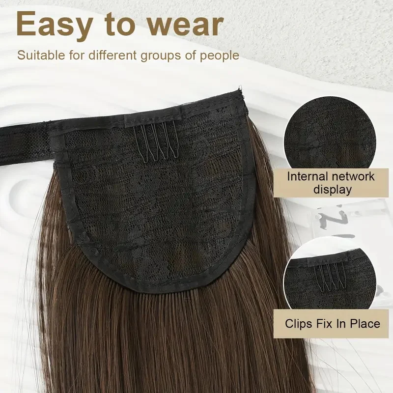 Synthetic Ponytail Hair Clip In Extension 24Inch Long Straight Heat Resistant Hair Wrap Around Pony Piece for Women clip in ponytail hair extension synthetic ponytail synthetic hair accessories clip in ponytail extensions