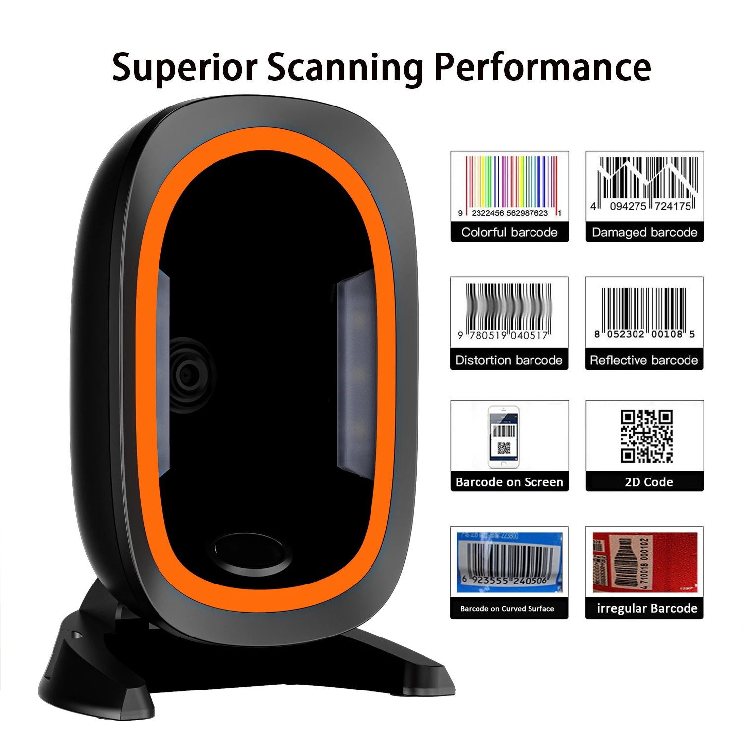 Desktop Barcode Scanner 1d 2d qr Code Omnidirecional de Alto Desempenho Auto Sense Data Matrix Bar Code Reader para Loja de Pagamento