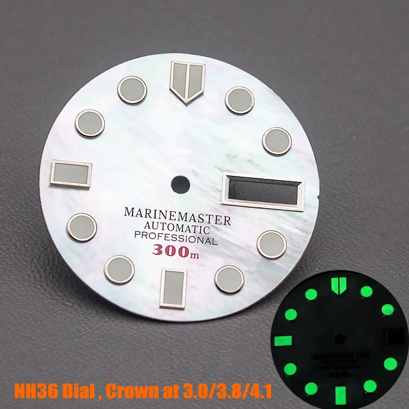 Quadrante Orologio Luminoso 28.5mm Verde – Ricambio Per Movimento NH35/NH36, Sostituzione Originale