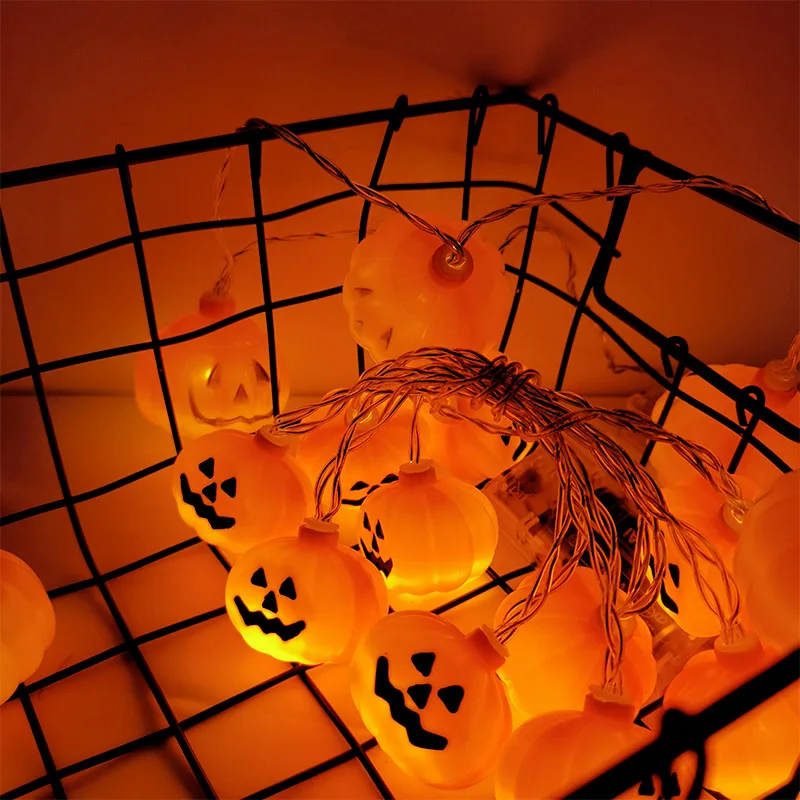 Description Picture 6 of item150CM 10LED Halloween LED String Lights Glow Ghost Skeletons Pumpkin For Home Decor Outdoor Halloween Party Decoration Supplies