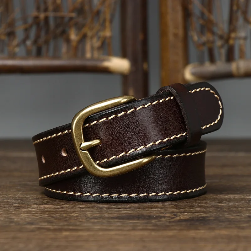 brown belt women 2.8cm Width Women Belt Designer Female Belt Genuine Leather Belts Cowskin Strap Pin Buckle Belts Fancy Vintage for Jeans wide belts