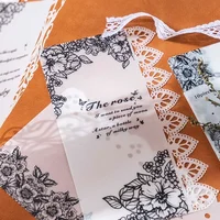 10Pcs Per Pack Paper Hollow Flower Lace Black Scrapbooking Material Retro Stationery Diary Sticky Paper 102*200mm 2