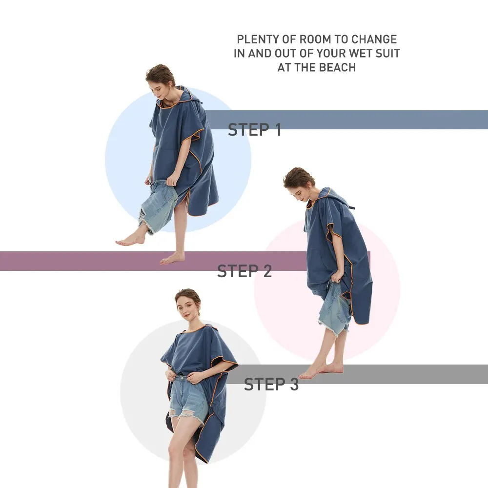 beach towel surf poncho quick-dry towel hoodie microfiber beach robe changing swim for adults