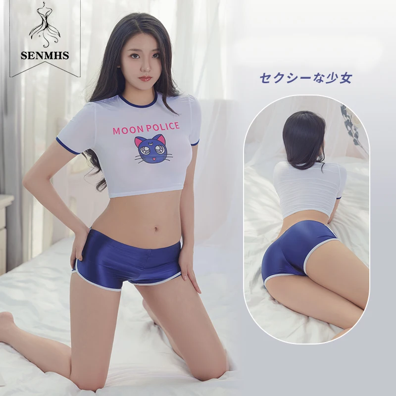 

SENMHS Cosplay Sexy Erotic Leotard School Swimsuit Lingerie See-through Temptation Excitement Bondage Body Gymnastics For Ladies