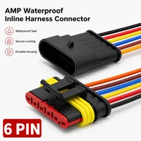 6Pin Waterproof AMP Auto Connector 18AWG Male Female with Wire Quick Disconnect for Truck DJ7061-1.5-11/21 OEM 282090-1/282108-1 1