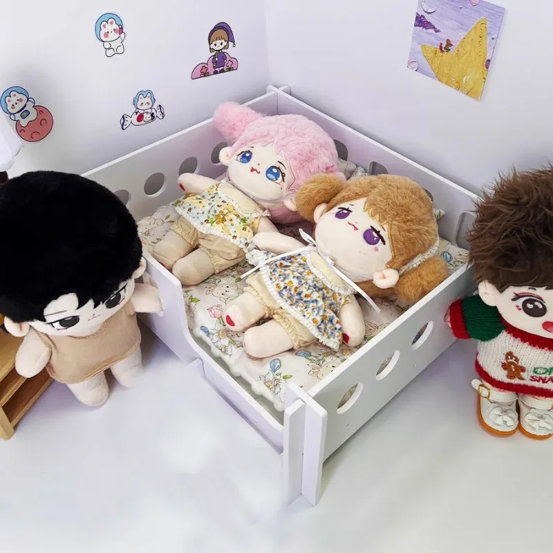Single layer double bed three piece set mattress pillow cotton doll furniture 20cm baby room baby bed bjd baby bed 3