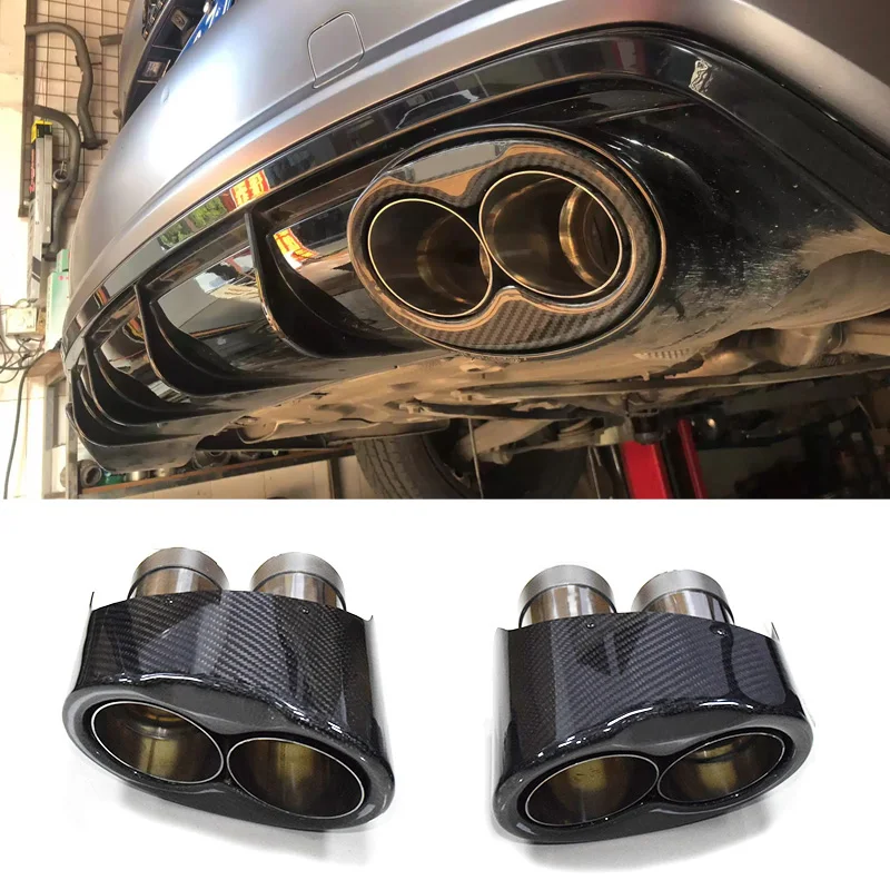 1 Pair Carbon Fiber Exhaust Tip For Audi RS3 RS4 RS5 RS6 RS7 A3 A4 A5