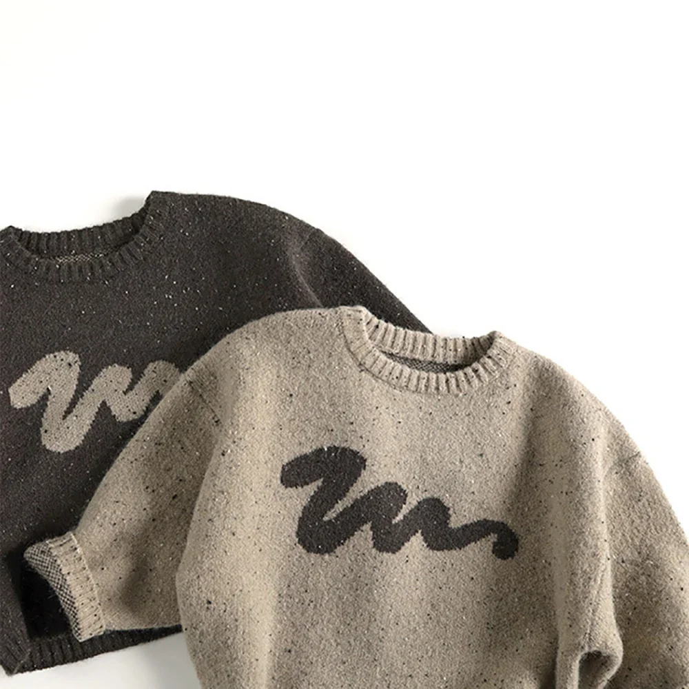 Kids Knit Sweaters Loose Style O Neck Pullover