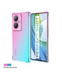 Shockproof Gradient Airbag TPU Protective Phone Case for Vivo V29 Lite 5G (Pink Green)