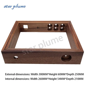Sapele 목재 프레임 알루미늄 앰프 케이스, 프리앰프 케이스, 진공관 앰프 섀시 쉘, DIY 박스, 300*60*250mm