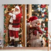 2pcs Santa Claus and Snowman Printed Curtain for Christmas Home Decor - Rod Pocket Window Treatment for Bedroom, Office, Kitchen 1