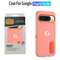 Rugged Hybrid Heavy Armor Invisible Bracket Case, TPU+PC Enhanced Anti - drop Protection - Google Pixel 9 Pro XL (Clear - Orange)