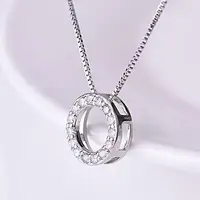 Huitan New Trendy Circle Necklace with Cubic Zirconia Simple Stylish Clavicle Chain Necklace for Women Wedding Eternity Jewelry 3