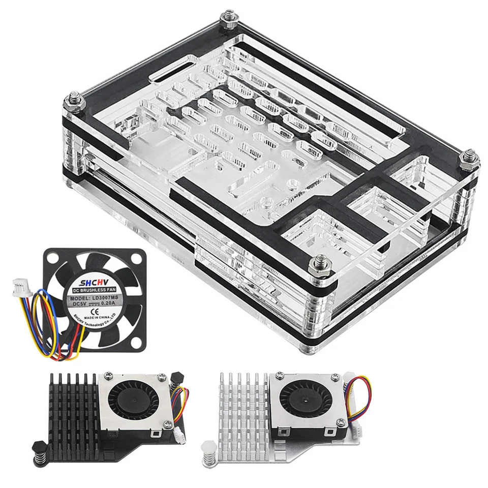 Raspberry Pi 5 Acrylic Protective Case with Active Cooler Support