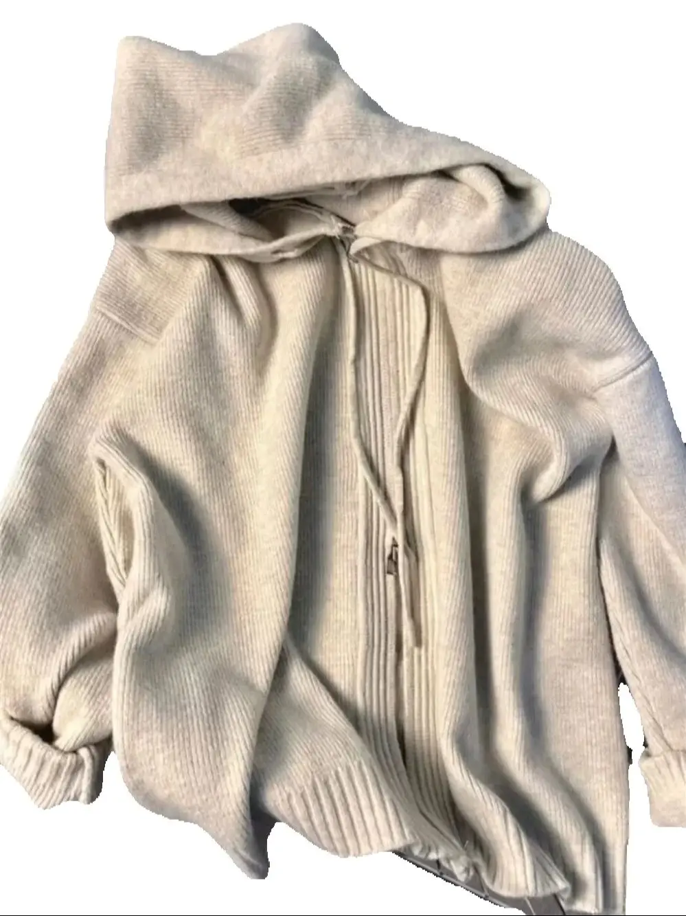 Oupilladt-Pull à capuche gris coréen pour femme, sweat à capuche double fermeture éclair épaissi, printemps, automne, hiver, extérieur – Image 2