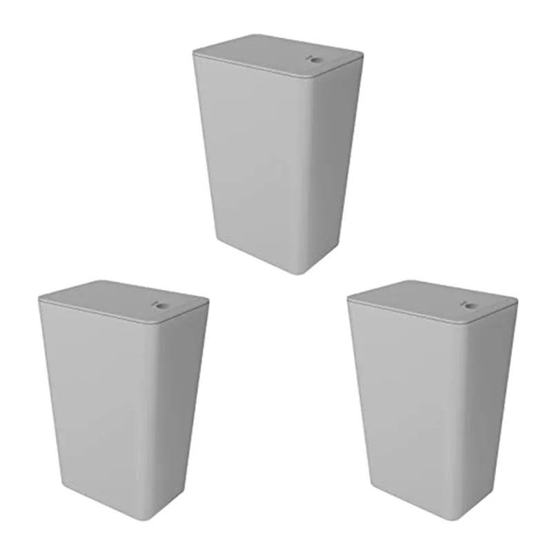 

Bathroom Trash Can with Press Type Lid, Small Slim Garbage Bin Wastebasket for Kitchen/Bedroom/Office, Grey 3PCS