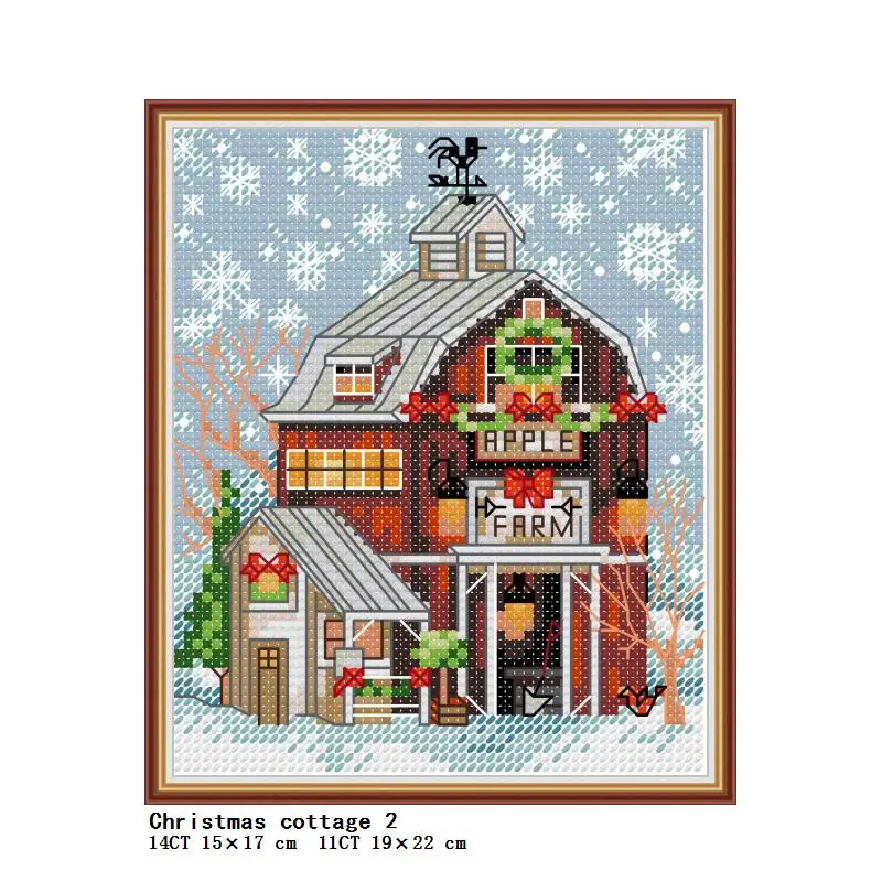 Christmas cottage pattern Mini cross stitch kits 14CT 11CT