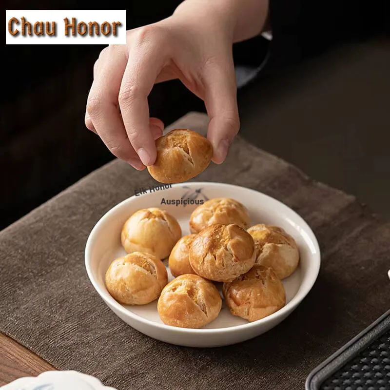 White Porcelain Tea Dry Hand-painted Butterfly Orchid Soaking Table Pot Holder Household KungFu Tea Set Accessories Tea Ceremony