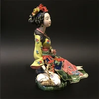 Chinese Classical Ancient Beautiful Women Statue Xi Shi Lady Art Sculpture Ceramic Craft Home Decoration Gift Ornament Art 2