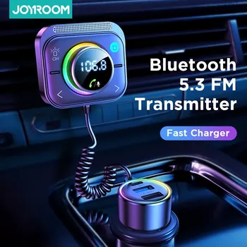 Joyroom 블루투스 5.3 FM AUX 차량용 충전기 어댑터, 에어 벤트 설치, PD & QC 3.0 FM 블루투스 자동차 송신기, 3 포트