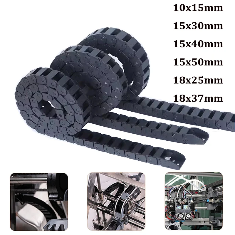 Fio Transportador de Arrasto de Cabo com Conectores Finais Máquinas-ferramentas Cnc Router 10×15 mm 15×30 mm 15×50 mm 18×25 mm 18×37 mm L1000 mm