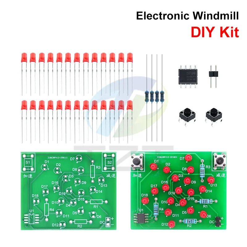 1/3-teiliges DIY-Kit, elektronisches Windmühlen-Set, DC 5 V, lustiges DIY-Set zum Löten, elektronisches DIY-Kit – Detail 3