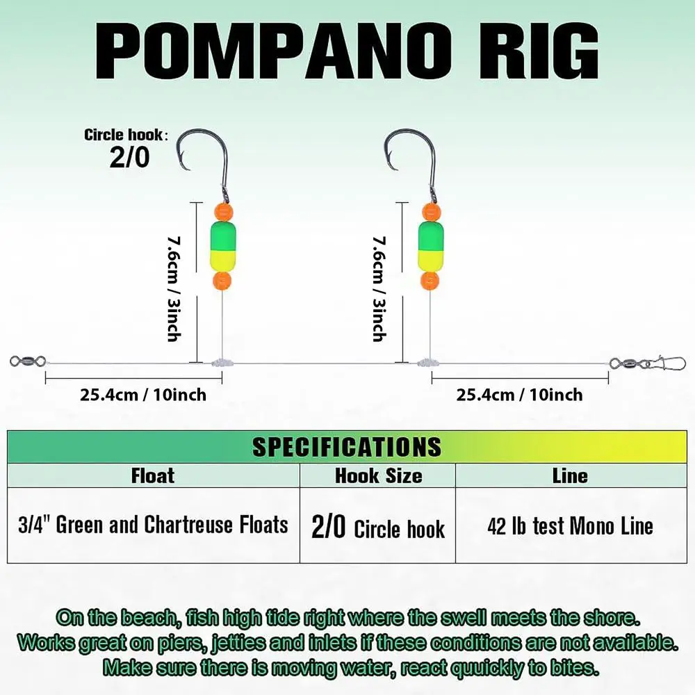 Description Picture 6 of itemSurf Fishing Kit Fishing Rigs With Double Circle Hooks Fishing Bait Rigs With Floats Fishing Beads For Flounder Catfish Dock
