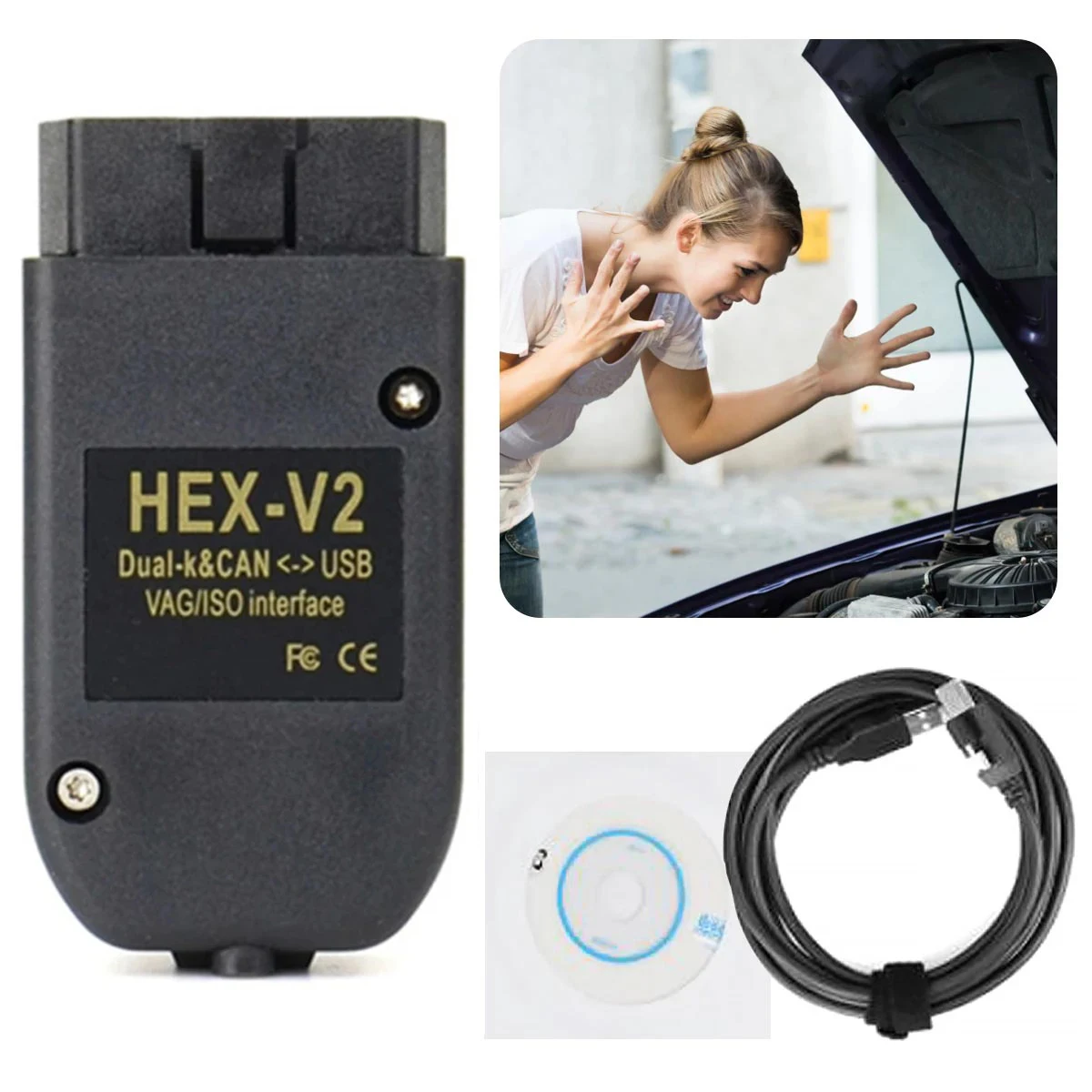 2024 Più Nuovo Scanner Vagcom 23.11 Obd2 Vcds Hex V2 Vag Com Per Vw Audi Skoda Seat Atmega162 Strumento Scanner Vag Com Multilingue