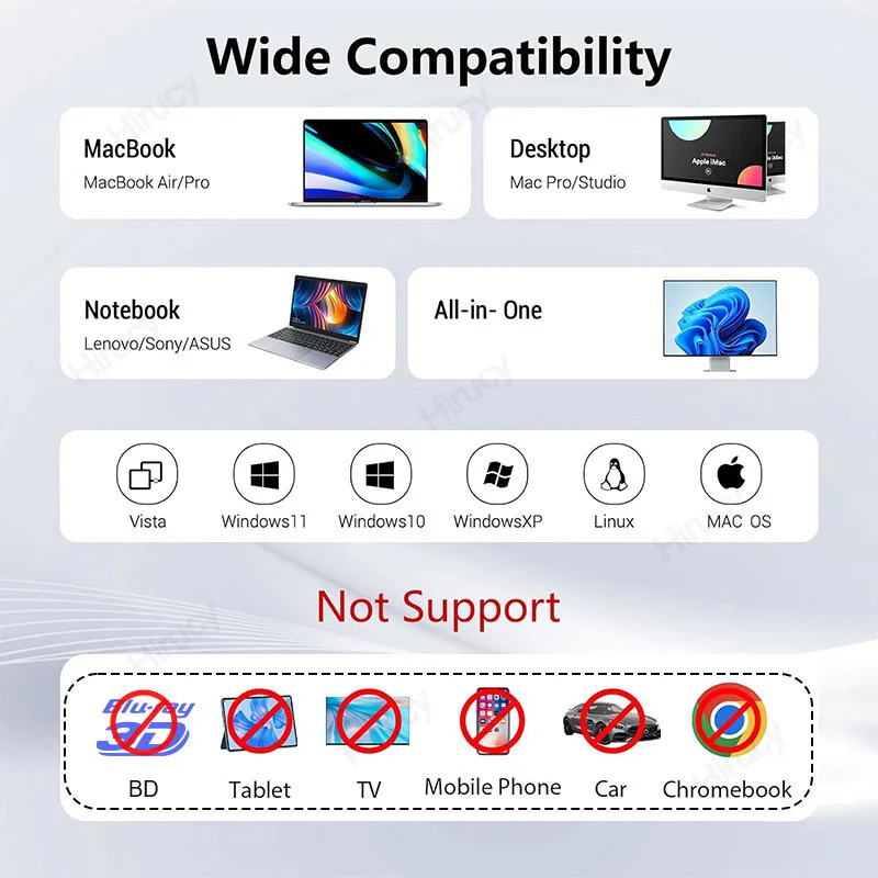외장 DVD CD RW 광학 드라이브, 휴대용 DVD 버너, USB 3.0 SD TF 카드 슬롯 CD 플레이어 라이터, 노트북 PC 윈도우용