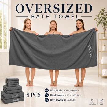 8-Piece Premium Microfiber Towel Set (80x40in) 1