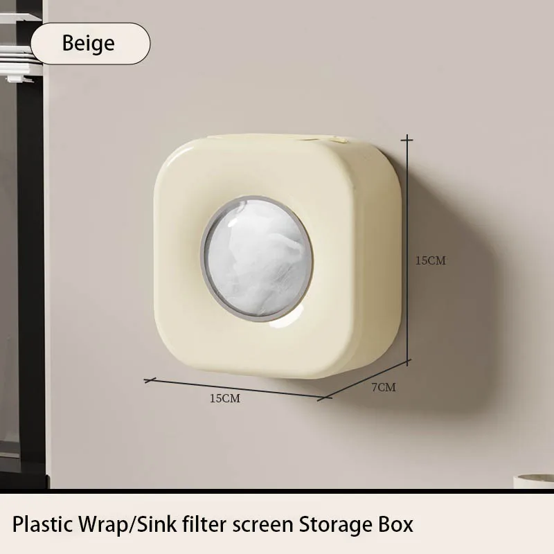 Plastic Bag Dispenser Storage Box Cling Film Organization Wall-mounted Dustproof Box Home Kitchen Storage For Supermarkets