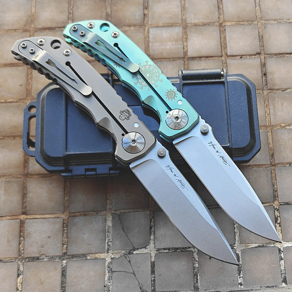 JUFULE New Spartan Blade Folder Knife Plague Doctor / Monkey Titanium D2 Mark MagnaCut Ceramic Bearings Camping Hunting EDC Tool 5