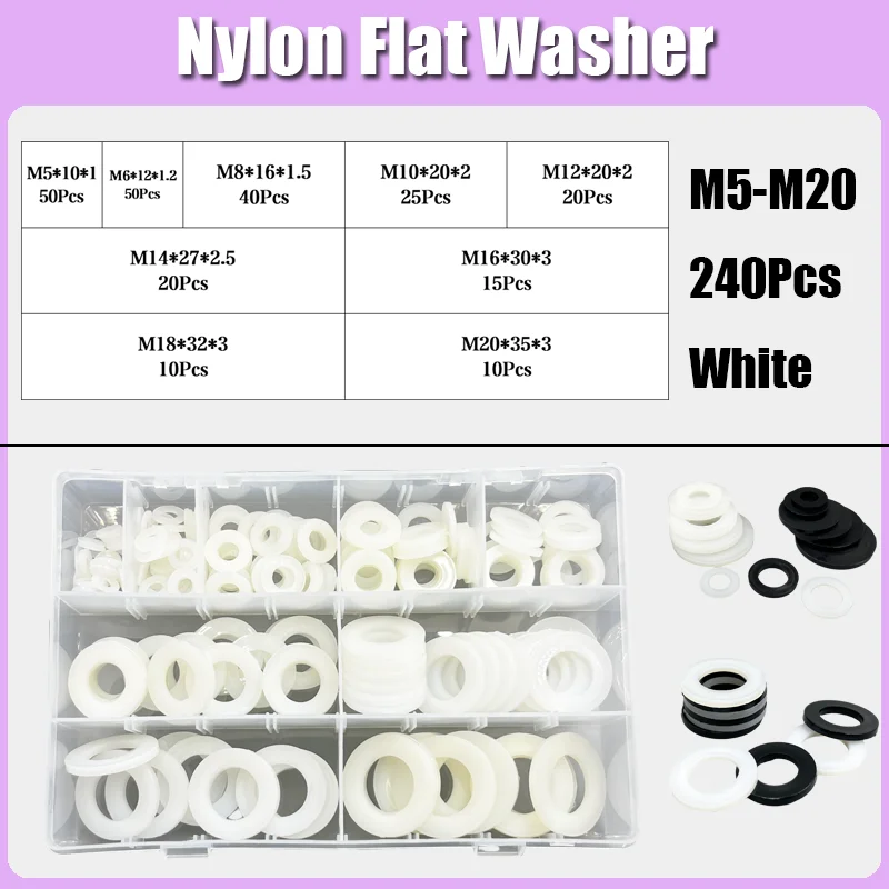 M3-M20 Klar Nylon Kunststoff Flachscheiben Isolierung