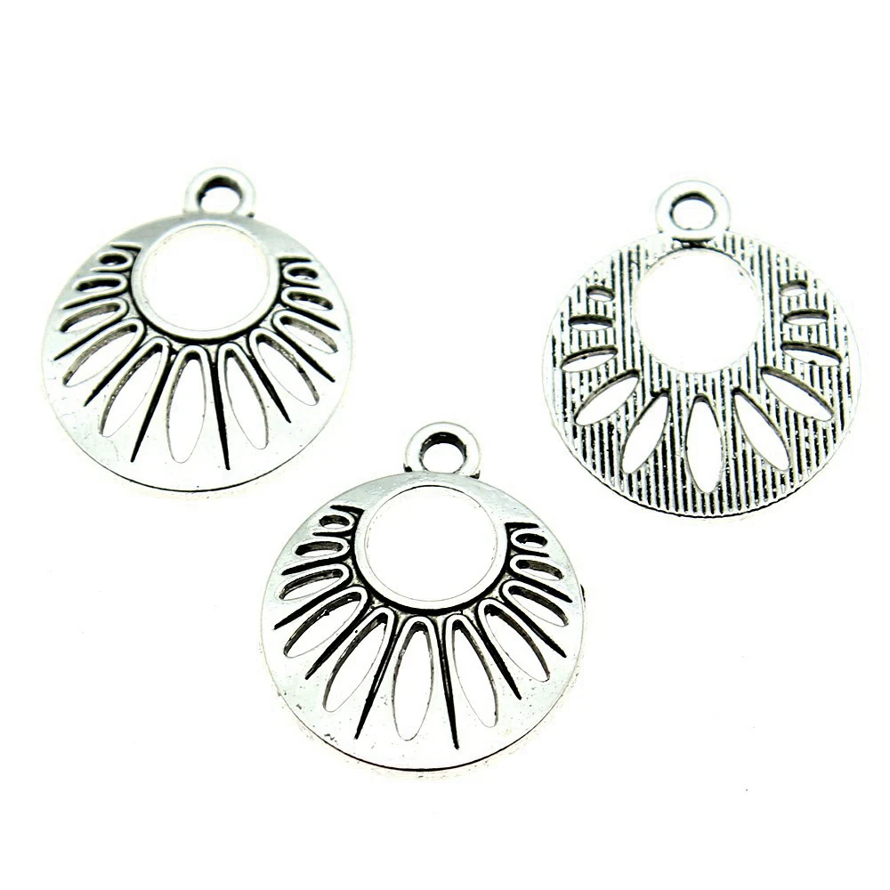 

10pcs/lot 19x23mm Flower Charms For Jewelry Making Antique Silver Color 0.75x0.91inch