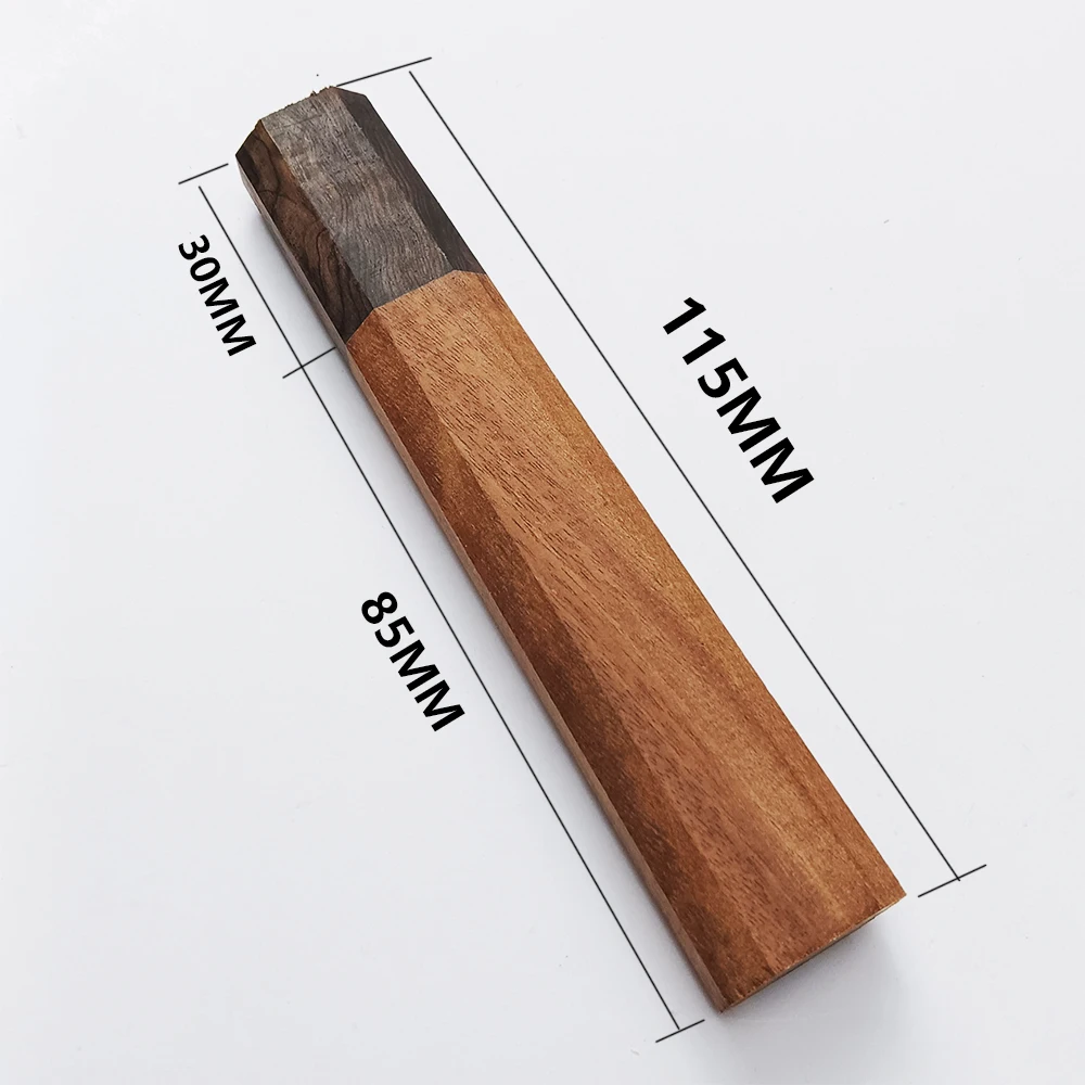 1piece Red Kibao + Ebony Octagonal Knife Handle for DIY Japanese Style Kitchen Knife Handle Fish Raw Knife Handle Length 115mm