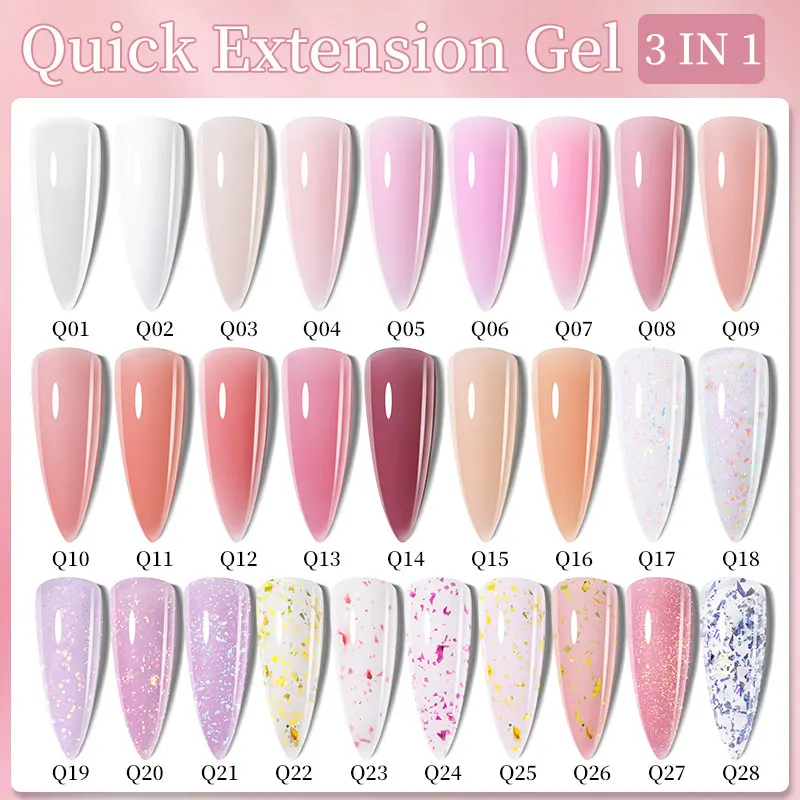 Lilycute 7Ml Snelle Verlenging Nagelgel Vernis Semi-Permanent Acryl Kristal Wit Helder Nude Gel Nagellak Uv Constructie Gel