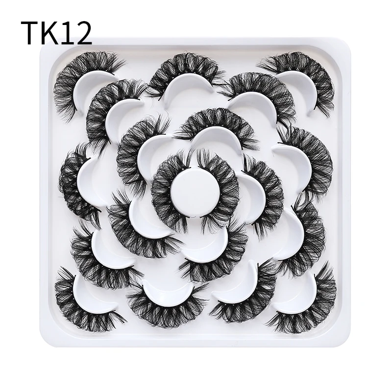 10 Paar Russische DD-Curl Flauschige Streifen-Wimpern, Natürliche Weiche Falsche Wimpern, Wiederverwendbare Handgefertigte Wimpern für Alltag & Party – Detail 6