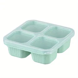 Set of 3 Reusable 4 - Compartment Bento Snack Containers with Lids - Durable, BPA - Free Lunch Boxes for School, Work, and Travel (Green 1pc)