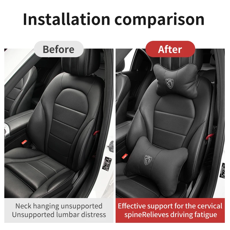 Car Neck Pillow Protective Lumbar Support Breathable Cushion For Peugeot 206 207 208 107 106 205 4008 301 607 108 807 407 508